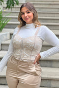 Blusa DF01621  Blusa sisa ajustada para mujer elaborada en encaje con entalegado dyaboo camel 3