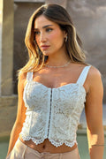 Blusa DF01621 silueta ajustada tipo corset con encaje entalegado para mujer dyaboo crudo 1