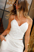 Blusa DF01772 corta tiras  para mujer elaborada en encaje dyaboo crudo 6