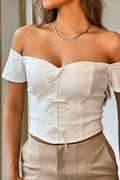 Blusa DF01790 para mujer, silueta ajustada, elaborada en poliéster dyaboo color crudo 2