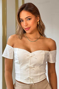 Blusa DF01790 para mujer, silueta ajustada, elaborada en poliéster dyaboo color crudo 3