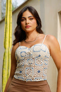 Blusa DF01791 silueta ajustada para mujer, elaborada en tejido con algodón dyaboo color beige 3