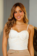 Blusa DF01793 para mujer, silueta ajustada, elaborada en poliéster con grabado dyaboo color beige 2