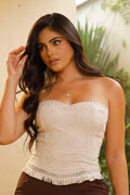 Blusa DF01824 para mujer tipo corset strapless dyaboo color camel 4