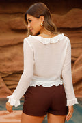 Blusa DF01827 con boleros delanteros ppara mujer dyaboo crudo/blanco