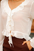 Blusa DF01827 con boleros delanteros ppara mujer dyaboo crudo/blanco