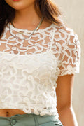Blusa DF01836 para mujer, silueta ajustada, elaborada en transparencia dyaboo color crudo 3