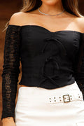 Blusa DF01838 para mujer confeccionada en un tejido semitransparente dyaboo color negro 3