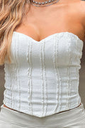 Blusa DF01858 para mujer tipo corset blanco sin tirantes con textura acanalada dyaboo color crudo