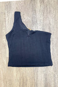 Blusa DF02267 tipo picapiedra para mujer elaborada en spandex dyaboo negro
