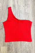 Blusa DF02267 tipo picapiedra para mujer elaborada en spandex dyaboo rojo