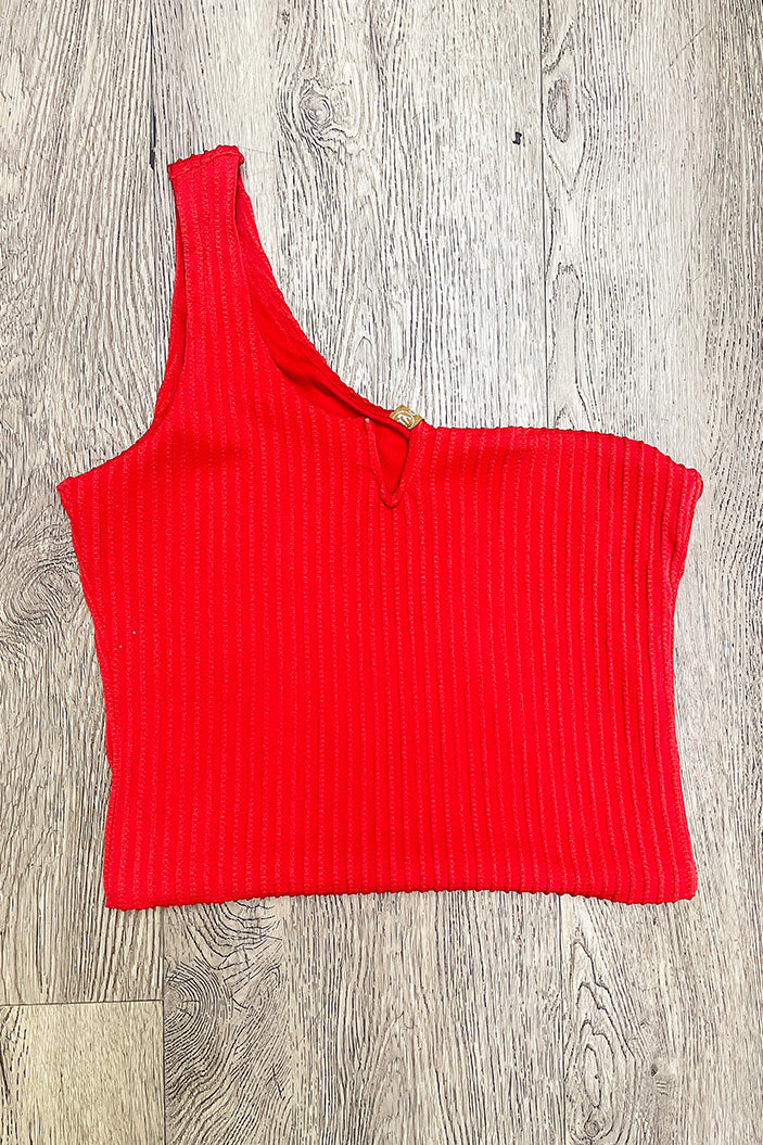 Blusa DF02267 tipo picapiedra para mujer elaborada en spandex dyaboo rojo
