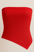 Blusa DF02300 Strapless ajustada para mujer elaborada en spandex dyaboo color rojo