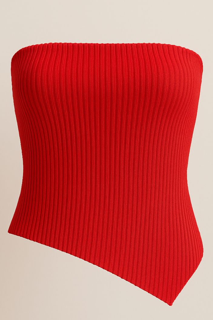 Blusa DF02300 Strapless ajustada para mujer elaborada en spandex dyaboo color rojo