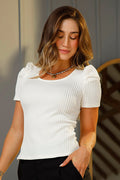 Blusa DF02303 básica manga corta para mujer elaborada en tela viscoza dyaboo crudo 5