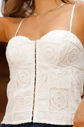 Blusa DF02367 para mujer bordada con tiras delgadas, elaborada en tejido con entalegado dyaboo color crudo 1