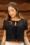 Blusa DF02385 para mujer onfeccionada en un tejido semitransparente dyaboo color negro 1