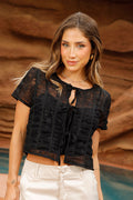 Blusa DF02385 para mujer onfeccionada en un tejido semitransparente dyaboo color negro