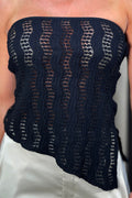 Blusa DF02388 para mujer straple tipo bandeau tejido en punto calado dyaboo color negro