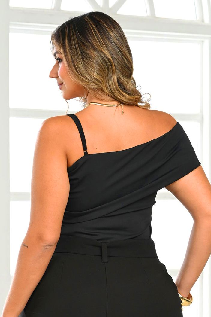 Blusa DP01032 para mujer talla grande dyaboo negro