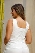 Blusa DP02142 para mujer sin mangas escote cuadrado dyaboo color crudo 1