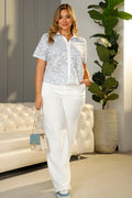 Blusa DP21046  para mujer, elaborada en poliester con encaje floral dyaboo azul 4