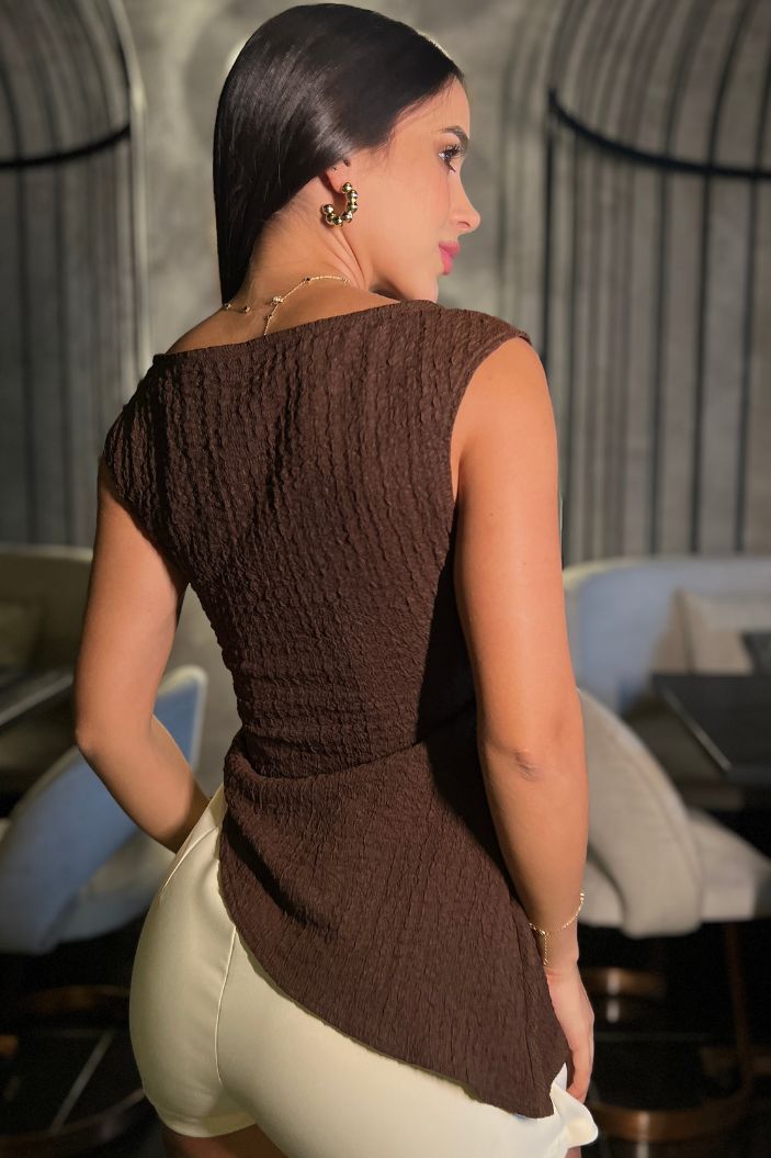 Blusa Larga Bandeja DF02442 para mujer dyaboo cafe