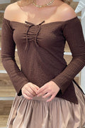 Blusa Larga Bandeja DF02444 para mujer dyaboo cafe