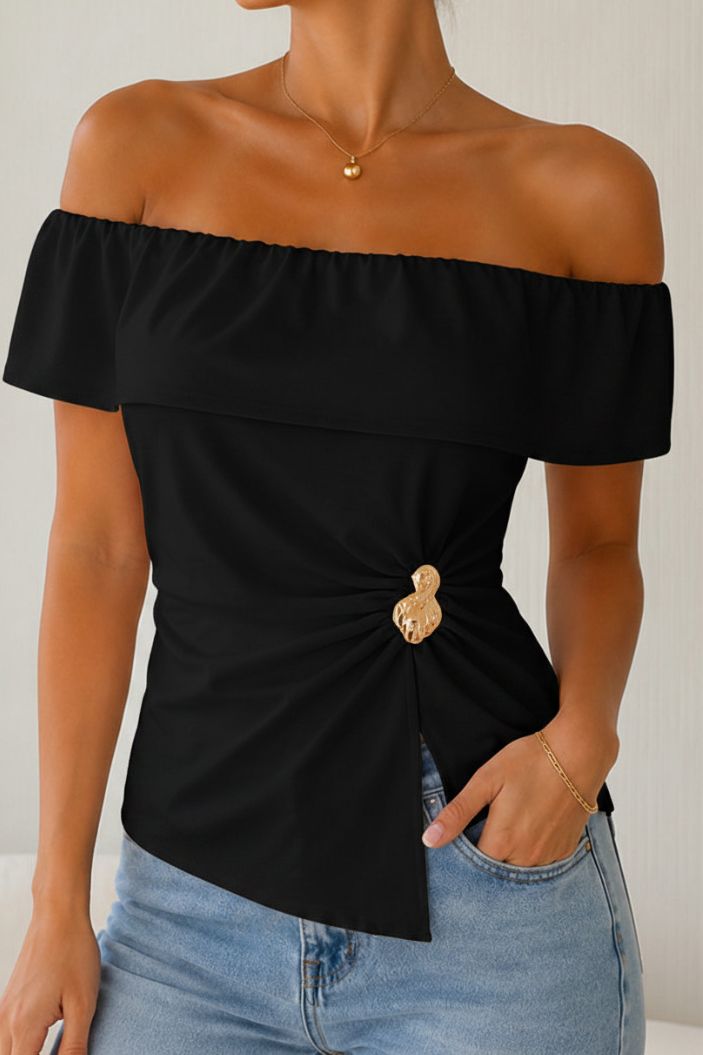 Blusa Larga Bandeja DF02723 para mujer dyaboo negro
