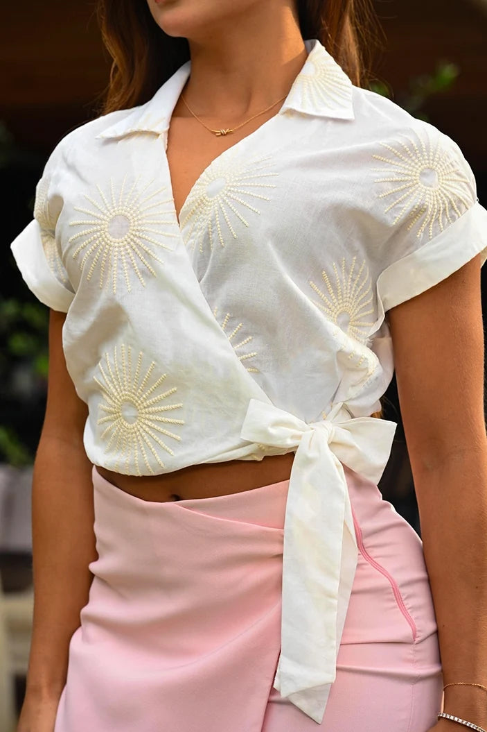 Blusa Larga Bluson DF02604 para mujer dyaboo crudo/blanco