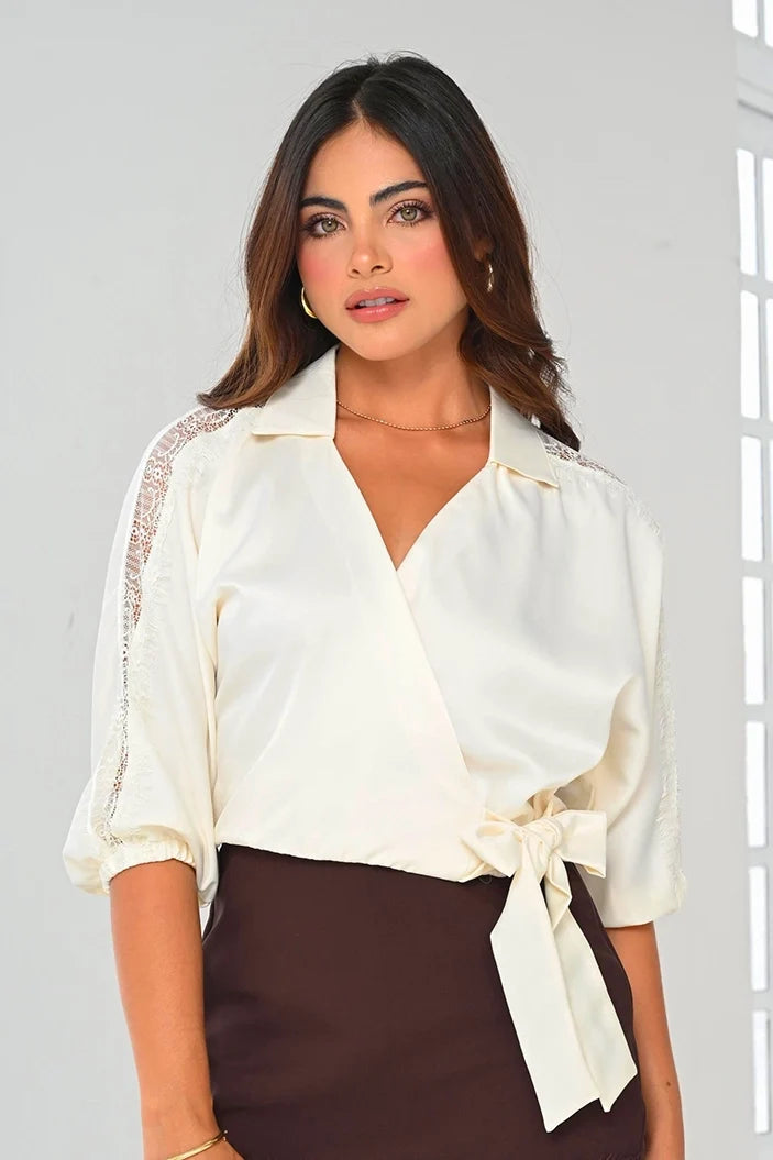 Blusa Larga DF02673 para mujer dyaboo beige