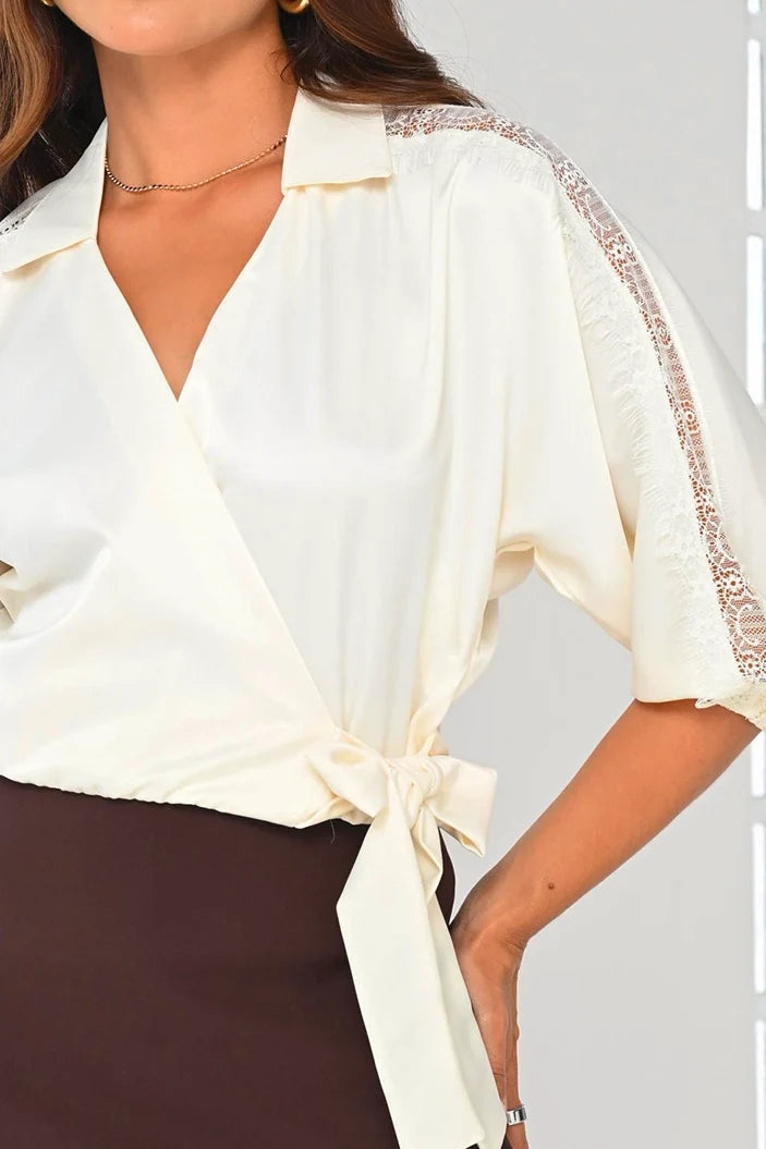 Blusa Larga DF02673 para mujer dyaboo beige