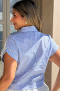 Blusa Larga Manga Corta - Plus DP02202 para mujer dyaboo azul