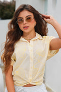 Blusa Larga Manga Corta DF02556 para mujer dyaboo panacota