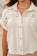Blusa Larga Manga Corta DF02575 Para mujer dyaboo beige