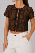 Blusa Larga Manga Corta DF02740 para mujer dyaboo cafe oscuro