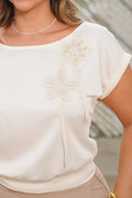 Blusa Larga Manga Corta DP02194 para  mujer dyaboo crudo