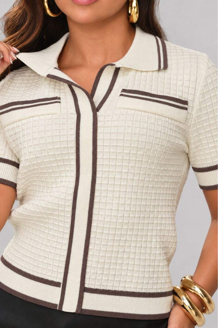 Blusa Larga Manga Corta TF02653 para mujer dyaboo panacota