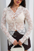 Blusa Larga Manga Larga DF02545 para mujer dyaboo crudo/blanco