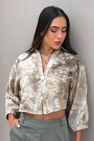 Blusa Larga Manga Larga DF02554 para mujer dyaboo camel