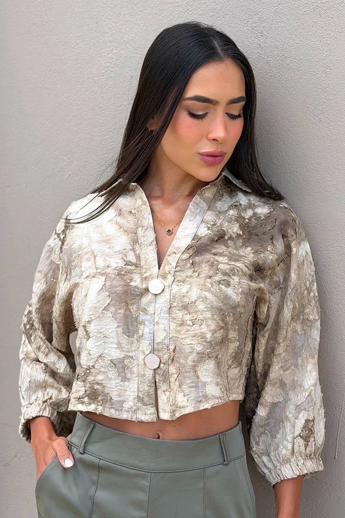 Blusa Larga Manga Larga DF02554 para mujer dyaboo camel