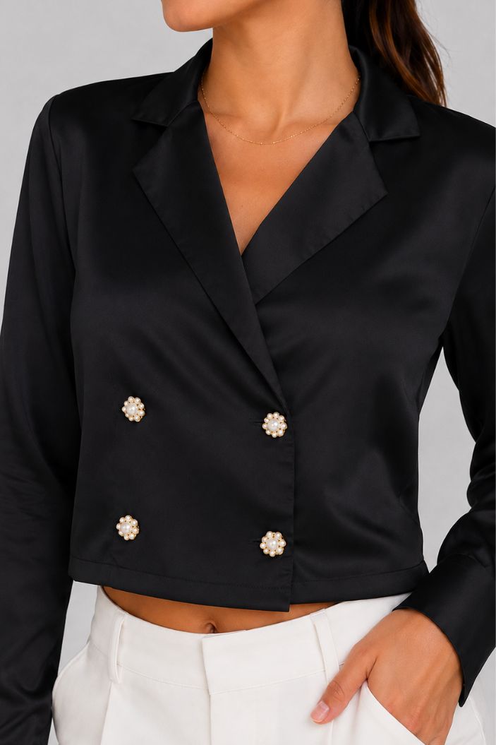 Blusa Larga Manga Larga DF02689 Para mujer dyaboo negro