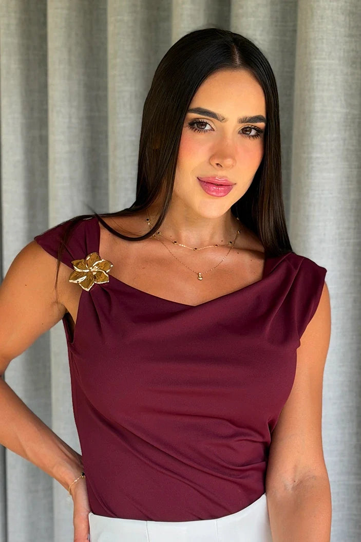 Blusa Larga Sisa DF02489 para mujer dyaboo vinotinto