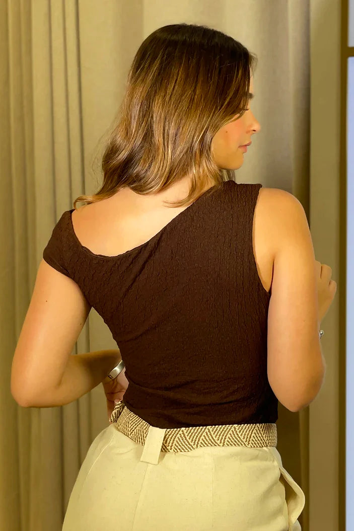 Blusa Larga Sisa DF02506 para mujer dyaboo cafe