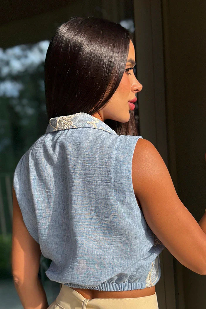 Blusa Larga Sisa DF02510 para mujer dyaboo azul