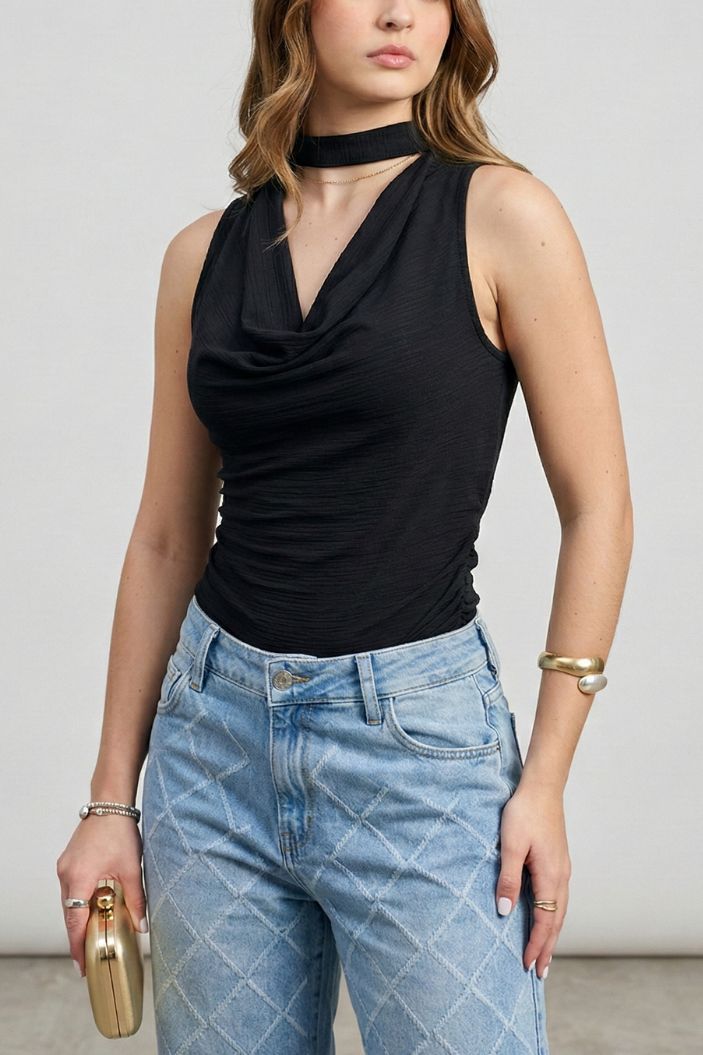 Blusa Larga Sisa DF02535 para mujer dyaboo negro