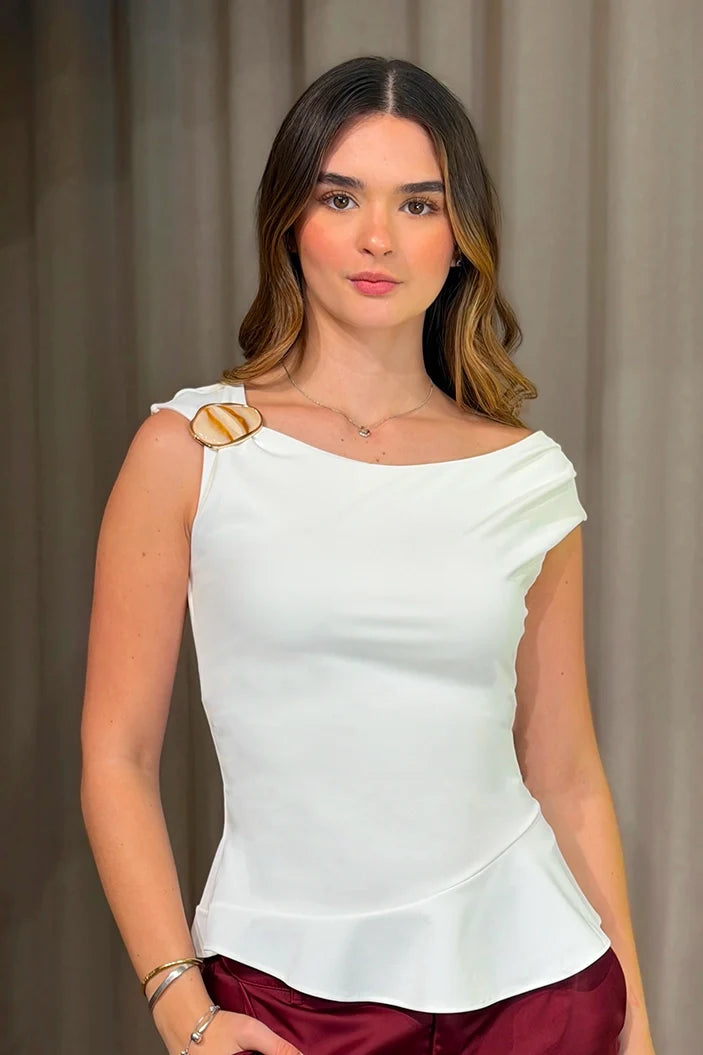 Blusa Larga Sisa DF02632 para mujer dyaboo crudoblanco