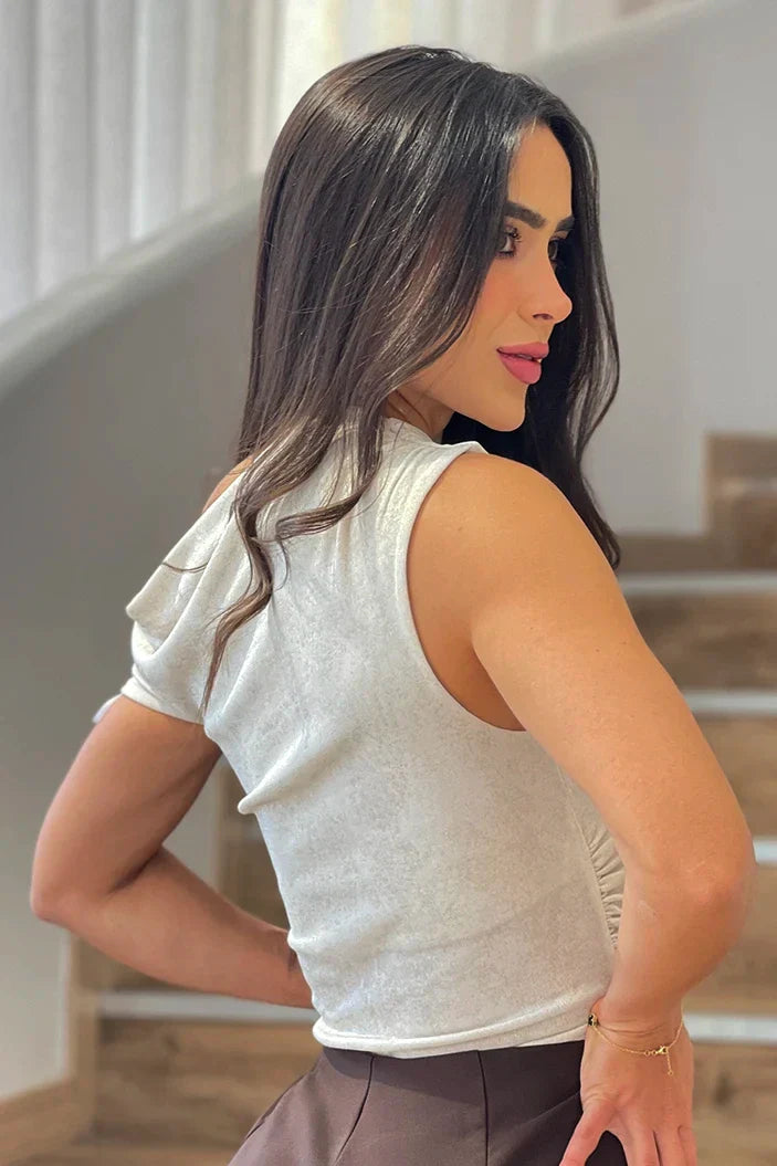 Blusa Larga Solo Hombro DF02472 para mujer dyaboo plata