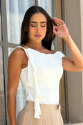 Blusa Larga Solo Hombro DF02600 para mujer dyaboo crudo/blanco
