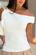 Blusa Larga Solo Hombro DF02600 para mujer dyaboo crudo/blanco